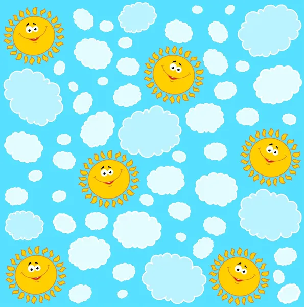 Sun with clouds background — Stock Vector