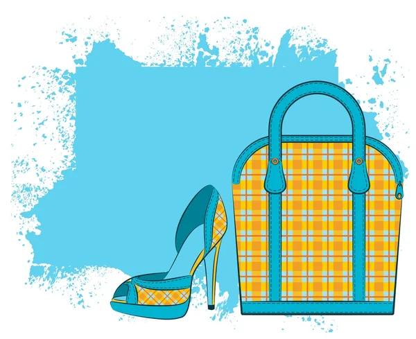 Мультфильм женская сумка и обувь . — стоковый вектор