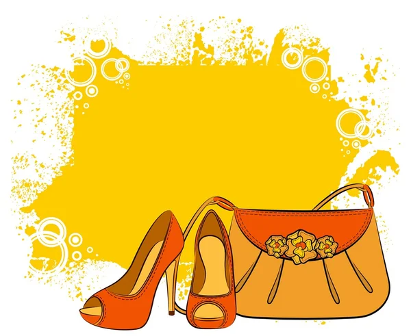 Kobieta kreskówka torby i buty. — Wektor stockowy