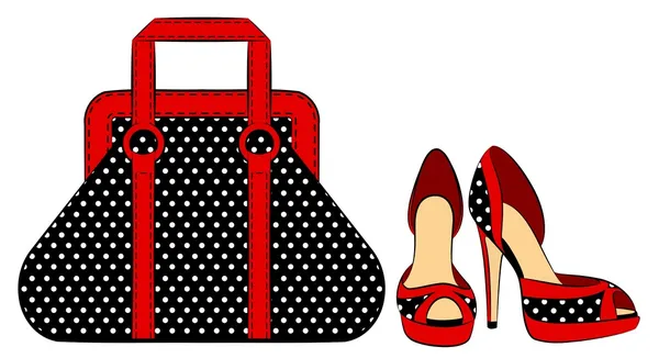 Cartoon saco de mulher e sapatos . —  Vetores de Stock