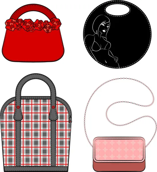 Cartoon woman bag. Vector set — Stock Vector