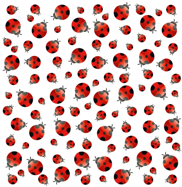 White background with small ladybugs. Vector — Stock Vector