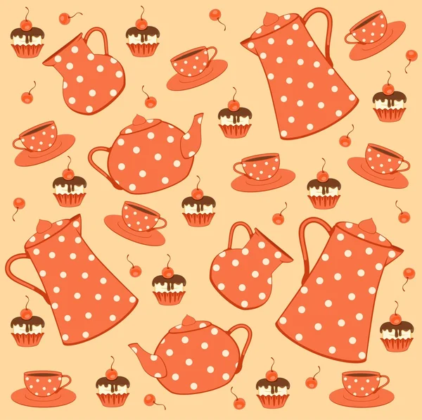 Illustration avec ensemble de thé et gâteaux . — Image vectorielle