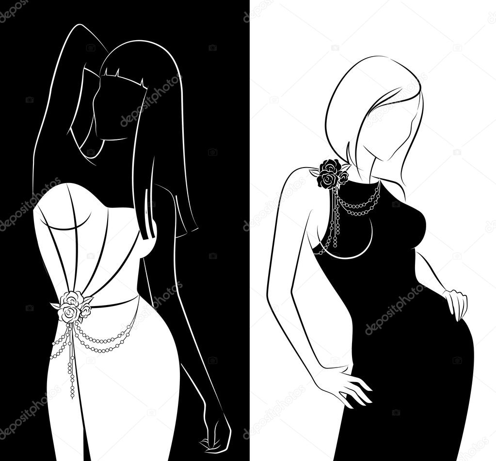 Mujeres Sexy En Vestido Vector Gráfico Vectorial © Forewer Imagen 7185537 0697