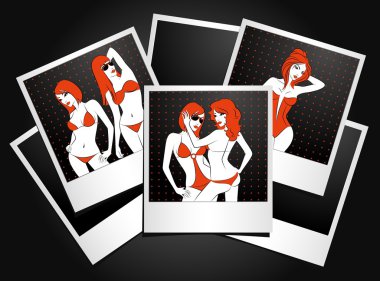 Beautiful sexy girls in photo frames clipart