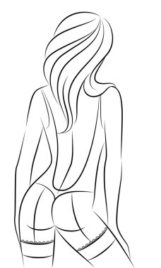 Silhouette of beautiful sexy woman clipart