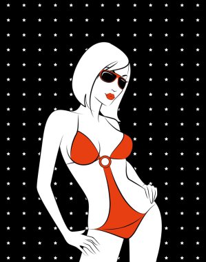 Silhouette of beautiful sexy woman clipart