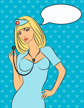 Nurse with stethoscope clipart