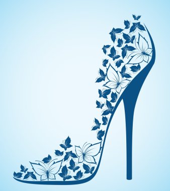 High heel shoes from beautiful butterflies. Vector clipart