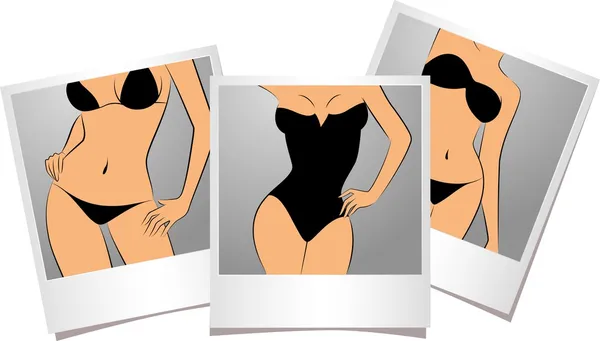 Beautiful sexy girls in photo frames. Vector — Stock Vector
