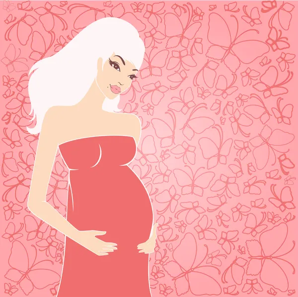 Hermosa mujer embarazada. Vector — Archivo Imágenes Vectoriales