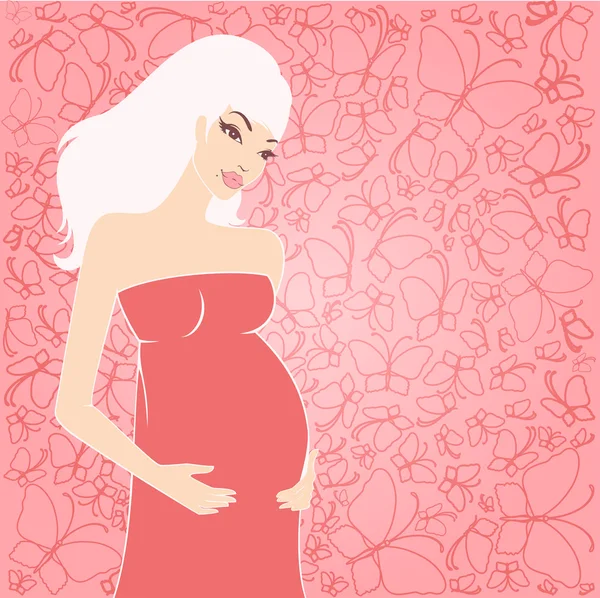 Güzel, hamile bir kadın. vektör — Stok Vektör