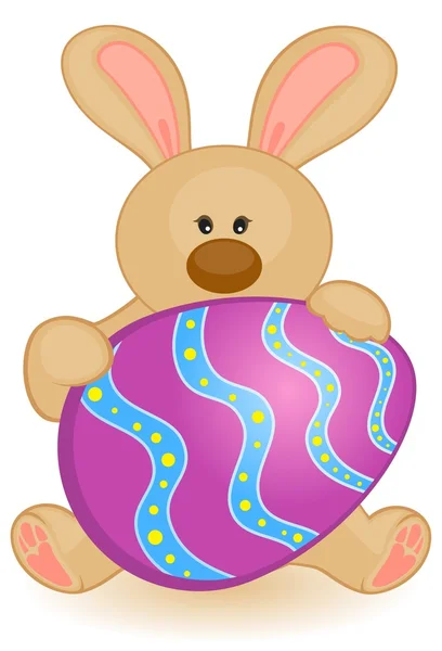 Conejo de Pascua con huevos de colores. Tarjeta de Pascua — Vector de stock