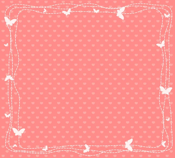 Fondo rosa con pequeñas mariposas. Vector — Archivo Imágenes Vectoriales