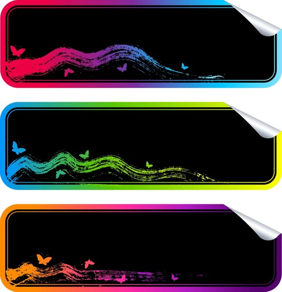 Kleurrijke etiketten met vlinder op een achtergrond voor een ontwerp. vector — Stockvector