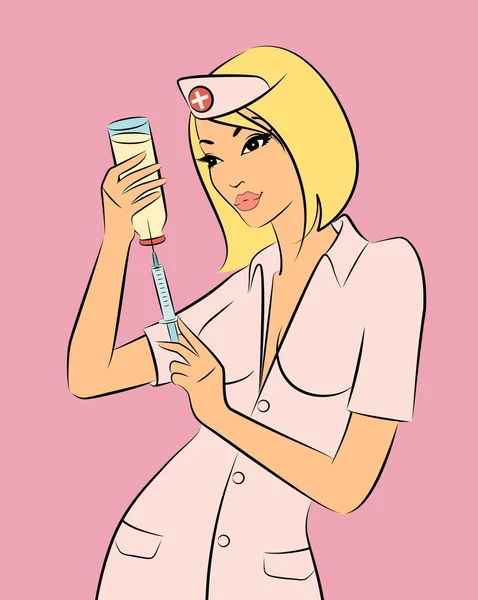 Nurse ready to make an injection — Stock Vector