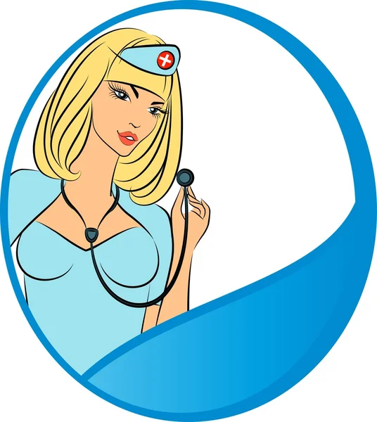 Nurse with stethoscope — Stock Vector