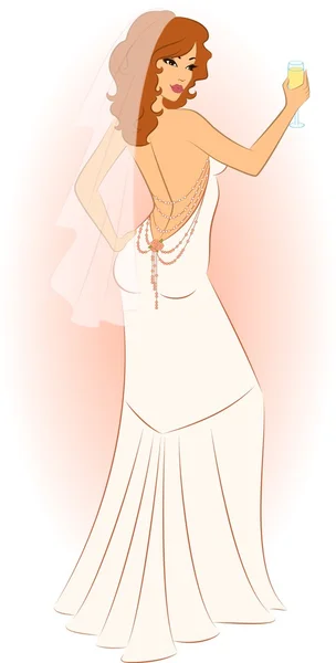 Belle mariée en robe blanche. — Image vectorielle