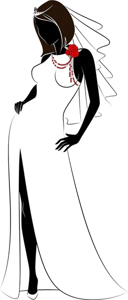 Belle mariée en robe blanche. — Image vectorielle