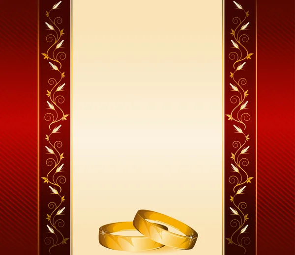 ベクターの花の背景の上の 2 つの結婚指輪 — ストックベクタ