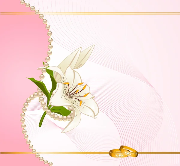 Vector dos anillos de boda sobre un fondo con flores — Archivo Imágenes Vectoriales