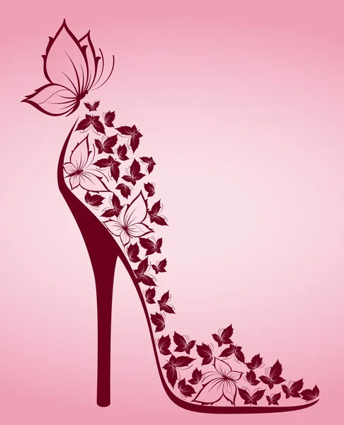Hoge hak schoenen uit mooie vlinders. vector — Stockvector