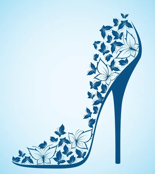Chaussures à talons hauts de beaux papillons. Vecteur — Image vectorielle