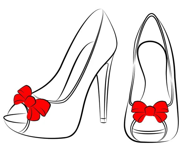 Belle paire de chaussures avec talon haut — Image vectorielle