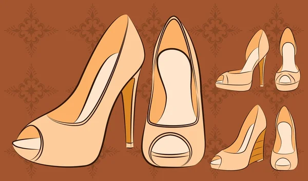 Векторная красивая пара обуви с высоким каблуком — стоковый вектор