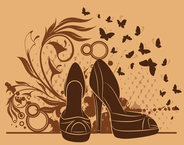 Güzel çift ile yüksek topuk ayakkabı — Stok Vektör