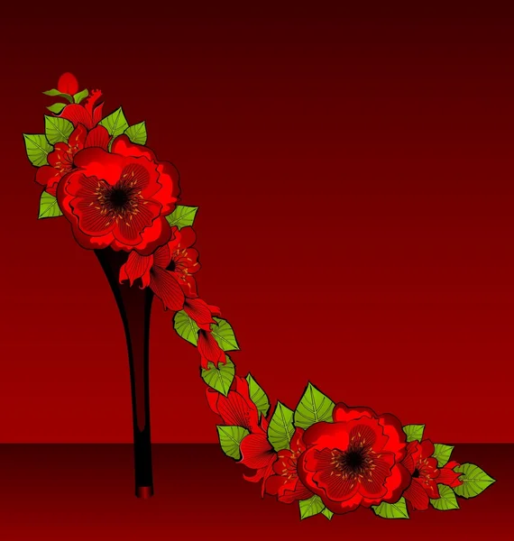 美丽的鲜花的高跟鞋。矢量 — 图库矢量图片