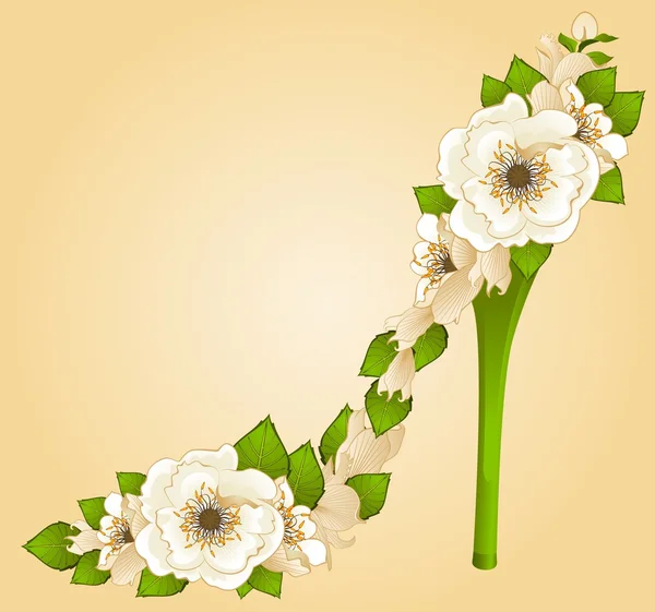 美しい花からハイヒール — ストックベクタ