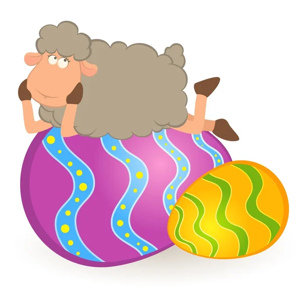 Wielkanoc owiec z kolorowych jaj. kartka Wielkanocna — Wektor stockowy