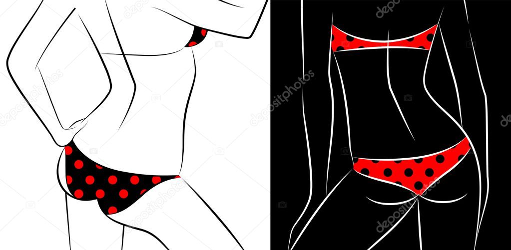 Sexy woman silhouettes, underwear - vector image