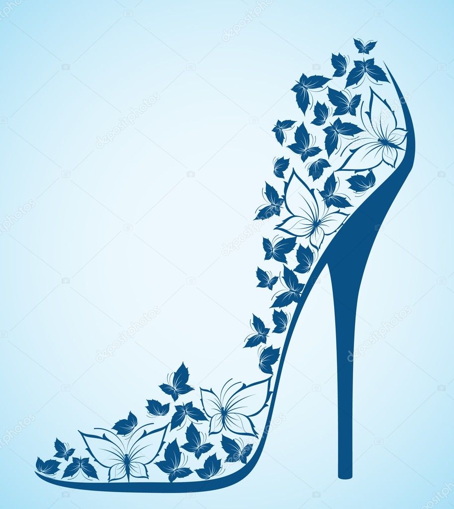 High heel shoes from beautiful butterflies. Vector