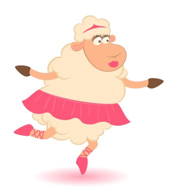 Cartoon funny sheep - ballet dancer. clipart