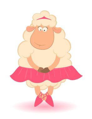 Cartoon funny sheep - ballet dancer. Vector illustration clipart