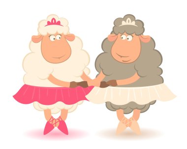 Cartoon funny sheep - ballet dancer. Vector illustration clipart