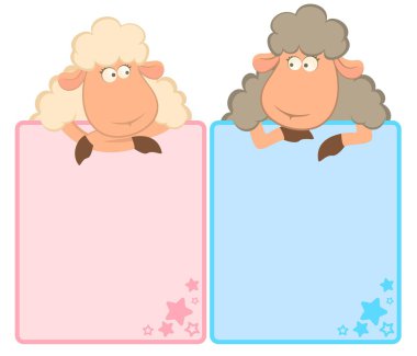 Illustration of cartoon sheep with frame clipart