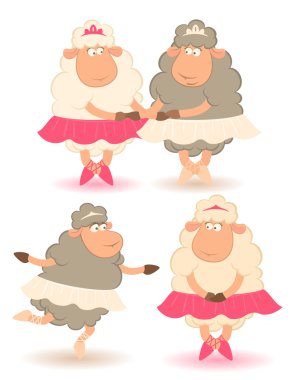 Cartoon funny sheep - ballet dancer. Vector illustration clipart