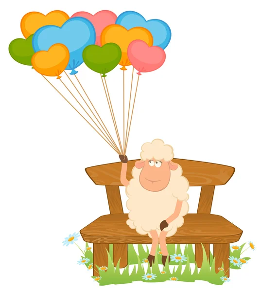 Мультфильм овец с воздушными шарами . — стоковый вектор