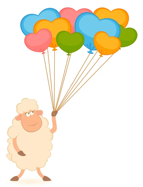 Cartone animato pecore con palloncini . — Vettoriale Stock