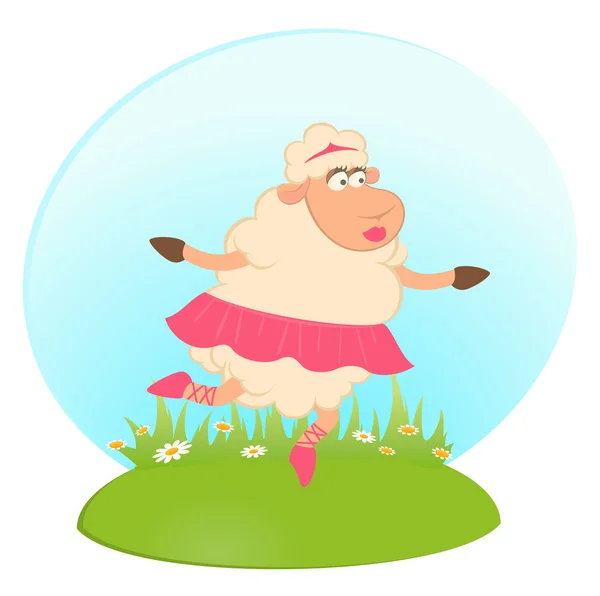 Cartoon grappige schapen - balletdanser. — Stockvector