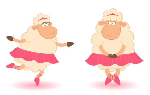 Dibujos animados ovejas divertidas bailarina de ballet. Ilustración vectorial — Archivo Imágenes Vectoriales
