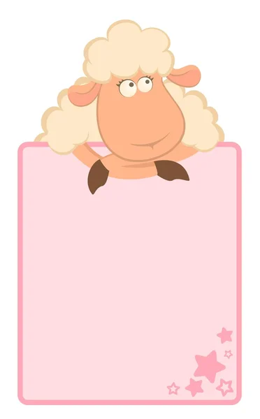 Illustration of cartoon sheep with frame — Stock Vector
