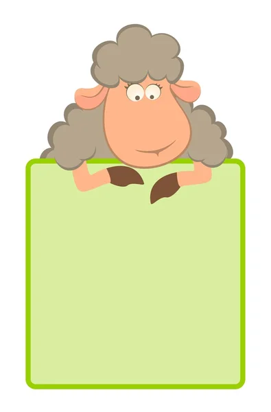 Illustrazione di pecore cartone animato con cornice — Vettoriale Stock