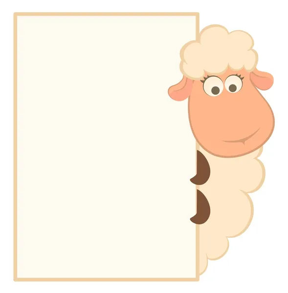 Ilustración de ovejas de dibujos animados con marco — Vector de stock