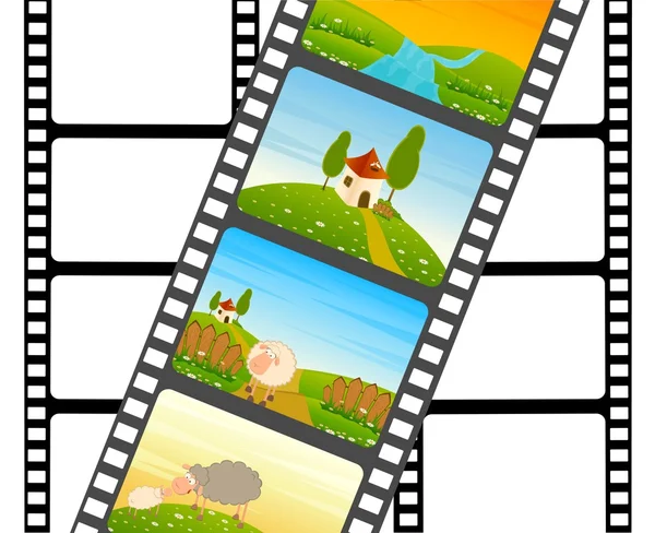 Vector blank film colorful strip with sheep — Stock Vector