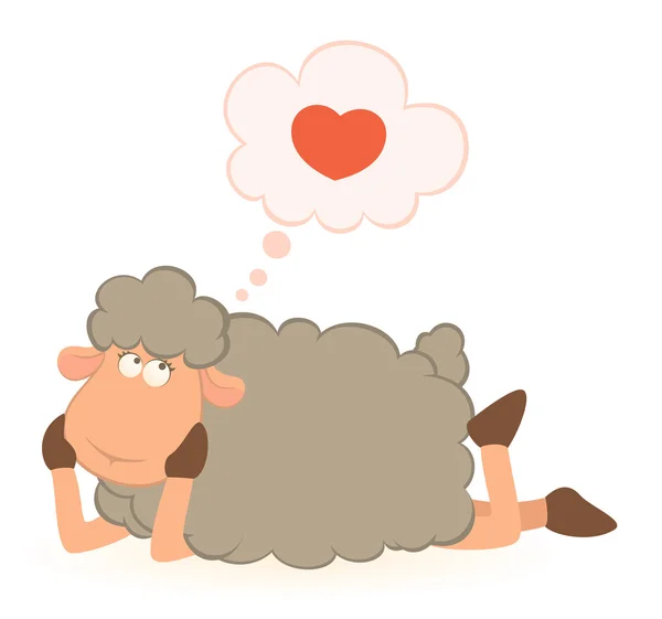 Pozadí s kreslenými usmívající se ovce v lásce — Stockový vektor