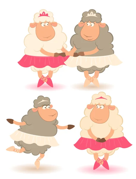 Dibujos animados ovejas divertidas bailarina de ballet. Ilustración vectorial — Archivo Imágenes Vectoriales